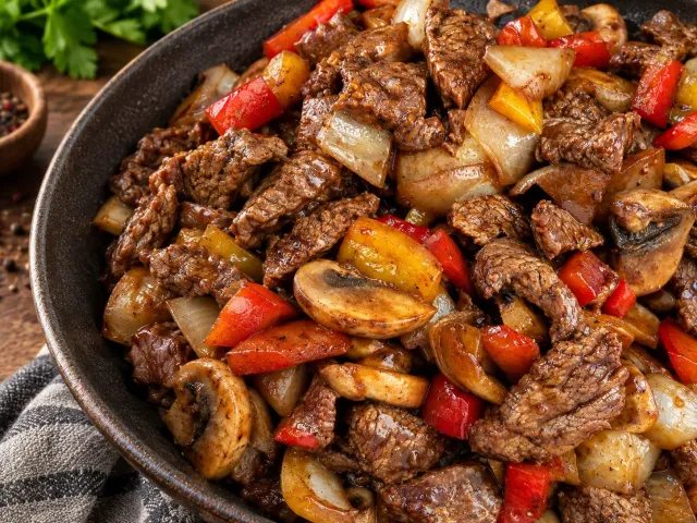 Beef Stir-Fry with Onion & Bell Pepper